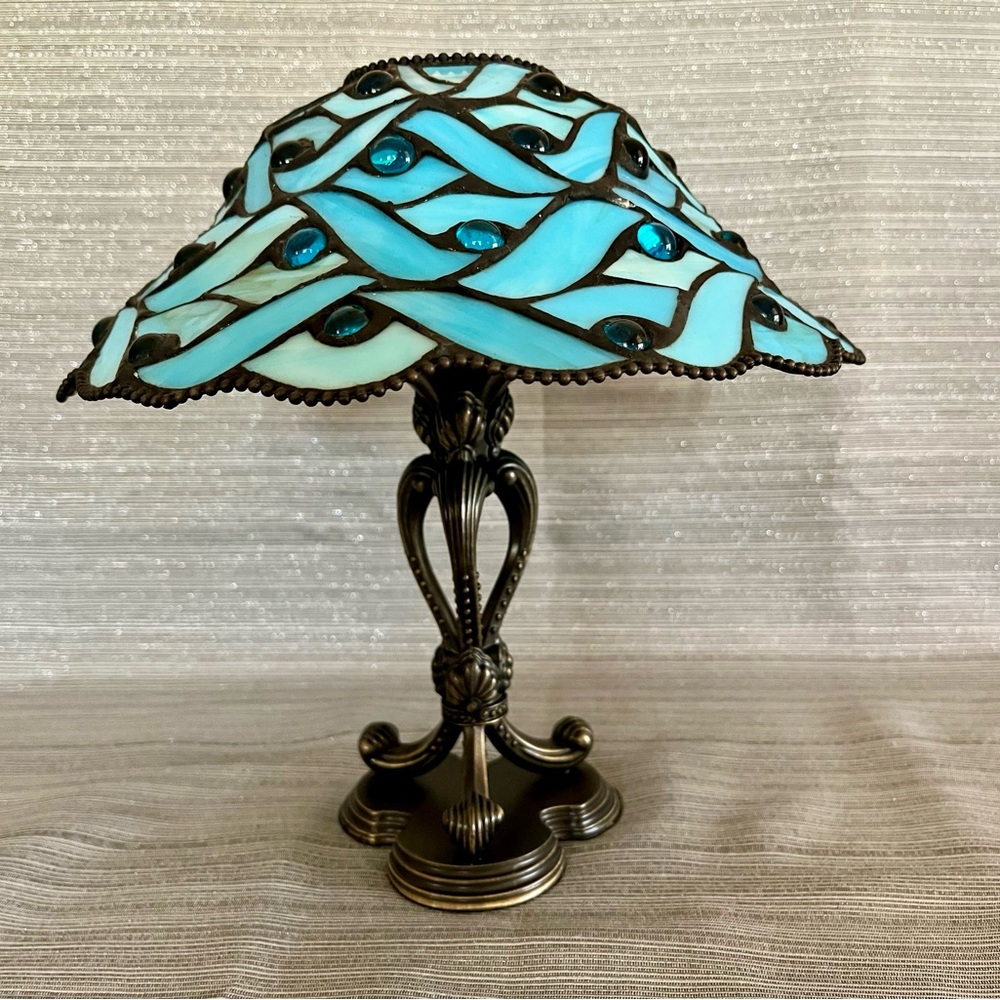 PartyLite Spring Water Candle Holder Lamp Tiffany Style Stained Glass - Picture 3 of 14